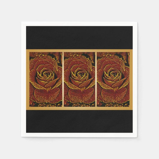 Burgund und Gold-Rose Serviette (Vorderseite)