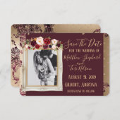 Burgund und Gold Save the Date (Vorne/Hinten)