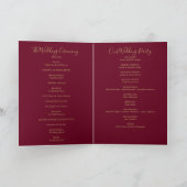 Burgund und Gold Signature Script Hochzeit Programm (Innenseite)