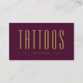 Burgund und Gold Tattoos Minimalistisch einfach Visitenkarte (Vorderseite)