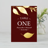 Burgund und Gold Tischnummer Hochzeitsdekor (Stehend vorne)