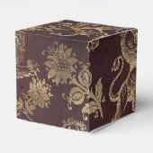 Burgund und Gold Vintage Löwenmuster Geschenkschachtel (Rückseite)