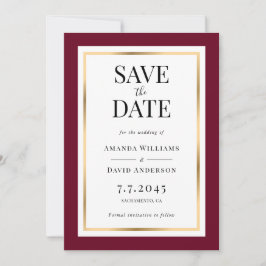 Burgund und Gold Wedding speichern die Datumskarte Save The Date