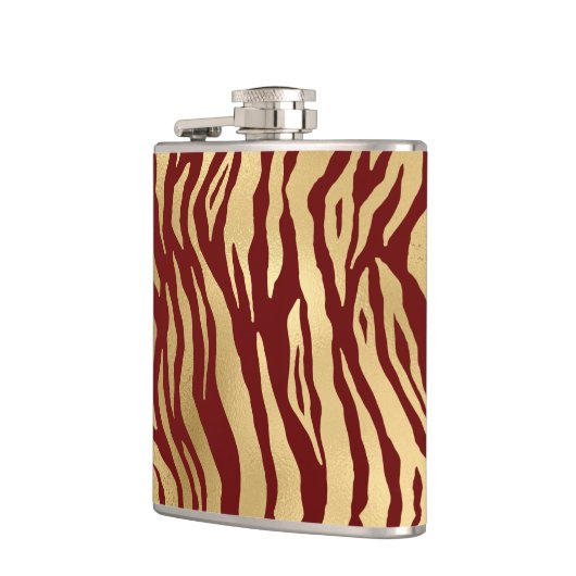 Burgund und Gold Wild Animal Print Flachmann (Links)
