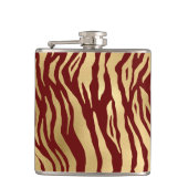 Burgund und Gold Wild Animal Print Flachmann (Vorderseite)