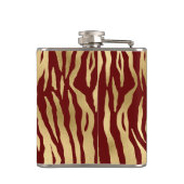 Burgund und Gold Wild Animal Print Flachmann (Rückseite)