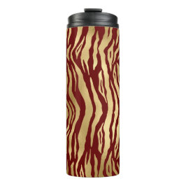 Burgund und Gold Wild Animal Print Thermosbecher