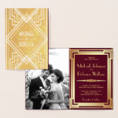 Burgund und Golden Foil Art Deco Folienkarte (Anzeige)