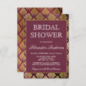 Burgund und Golden Foil Brautparty Einladung (Vorne/Hinten)