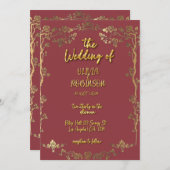 Burgund und Golden Golden Golden 3D Text Effect Ho Einladung (Vorne/Hinten)