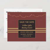 Burgund und Goldene Feiertage Save the Date Ankündigungspostkarte (Vorne/Hinten)