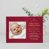 Burgund und Goldene geometrische Blumengemeinde Folieneinladung (Stehend vorne)