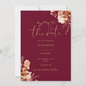 Burgund und Goldfall Rustikales Foto Hochzeit Save The Date (Vorderseite)