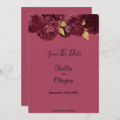 Burgund und Goldflora Save the Date (Vorne/Hinten)