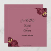 Burgund und Goldflora Save the Date (Vorne/Hinten)