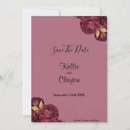 Burgund und Goldflora Save the Date