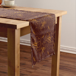 Burgund und Goldfloral Kurzer Tischläufer