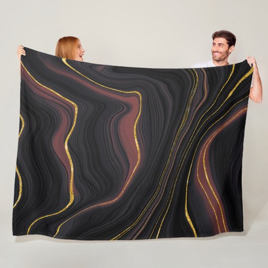 Burgund und Goldmarmor Fleecedecke (Beispiel)