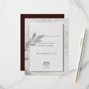 Burgund- und Goldmarmor-RSVP-Karte mit minimalisti RSVP Karte