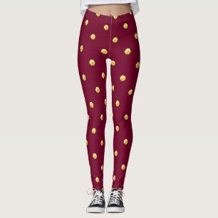 Burgund und Goldpunkt Leggings