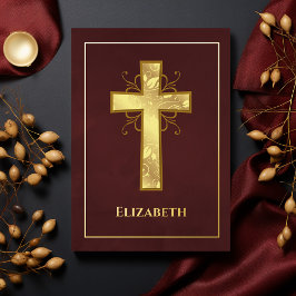 Burgund und Goldtaufe oder Christening Filigree Folieneinladung