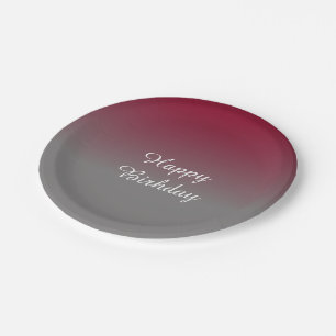 Burgund und Gray Ombre Muster Pappteller