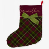 Burgund und grün Kariert mit Namen Großer Weihnachtsstrumpf (Rückseite)