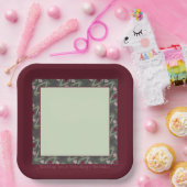 Burgund und Grün Pappteller (Party)