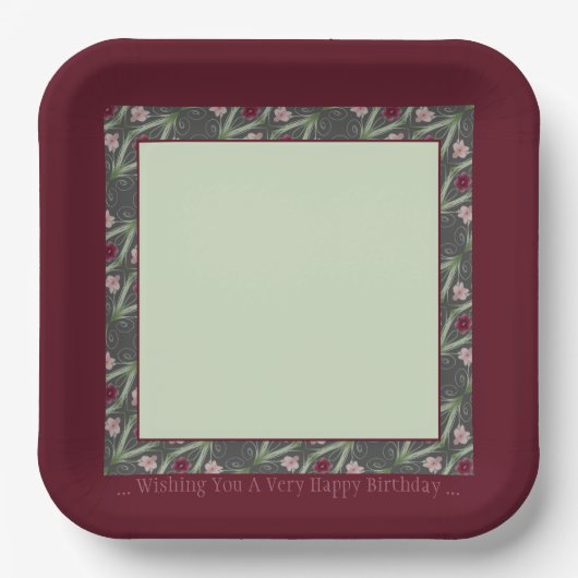 Burgund und Grün Pappteller (Vorderseite)