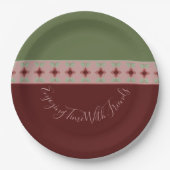 Burgund und Grün Pappteller (Vorderseite)