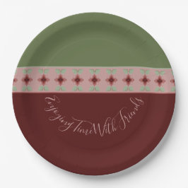 Burgund und Grün Pappteller