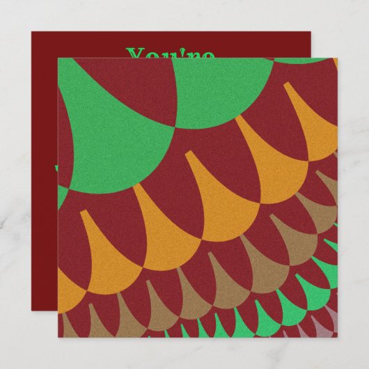 Burgund und Grüne Skala Einladung (Vorne/Hinten)