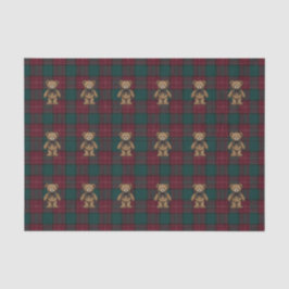 Burgund und grüner Teddy-Tartan-Geschenkpapier Seidenpapier