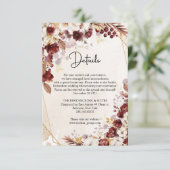 Burgund und Herbst Blume und Blätter Goldrahmen Begleitkarte (Stehend Vorderseite)