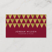 Burgund und Imitate Gold Triangle Modern Geometric Visitenkarte (Vorderseite)