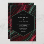 Burgund- und Jägergrüner Samt-Look  Einladung (Vorne/Hinten)