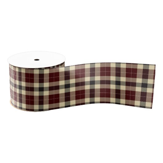 Burgund und Kariertes schwarzes Tartan Ripsband (Spule)