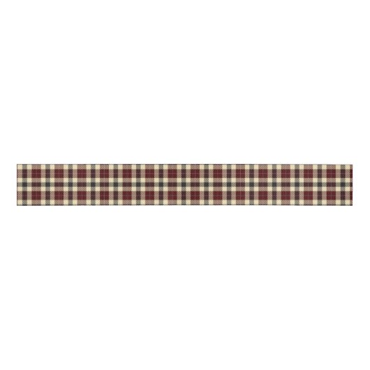 Burgund und Kariertes schwarzes Tartan Ripsband (Vorderseite)