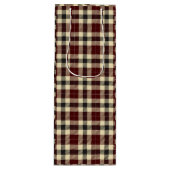 Burgund und Kariertes Tartan-Weinbeutel Geschenktüte Für Weinflaschen (Vorderseite)