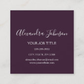 Burgund und Lila Herzensalon Confetti Quadratische Visitenkarte (Rückseite)