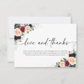 Burgund und Marine Wedding Danke Karten (Vorderseite)