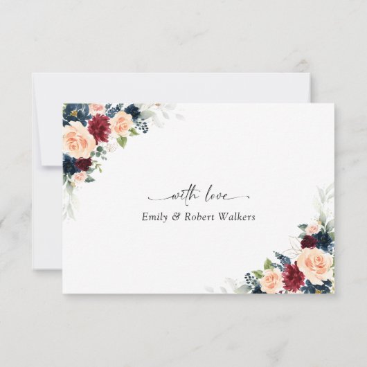 Burgund und Marine Wedding Danke Karten (Rückseite)