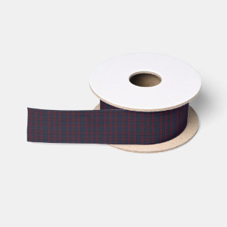Burgund und Marineblauer Tartan-Schal Satinband