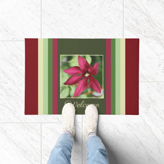 Burgund und Minzgrün Streifen Fußmatte (Indoor)