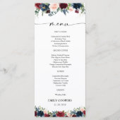 Burgund und Navy Baby Shower Menü Menükarte (Vorderseite)