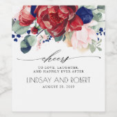 Burgund und Navy Blue Floral Boho Weinetikett (Einzelnes Label)