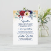 Burgund und Navy Blue Wedding Information Guest Begleitkarte (Stehend Vorderseite)
