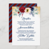 Burgund und Navy Blue Wedding Information Guest Begleitkarte (Vorne/Hinten)