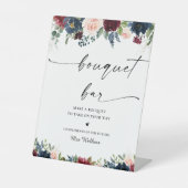 Burgund und Navy Bouquet Bar Sign Sockelschild (Vorderseite)