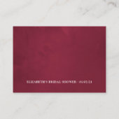 Burgund und Navy Brautparty Degustation Begleitkarte (Rückseite)